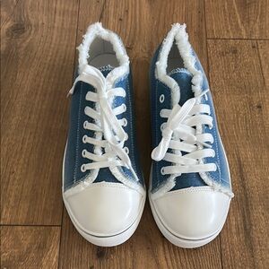 Blue and White Denim Sneakers